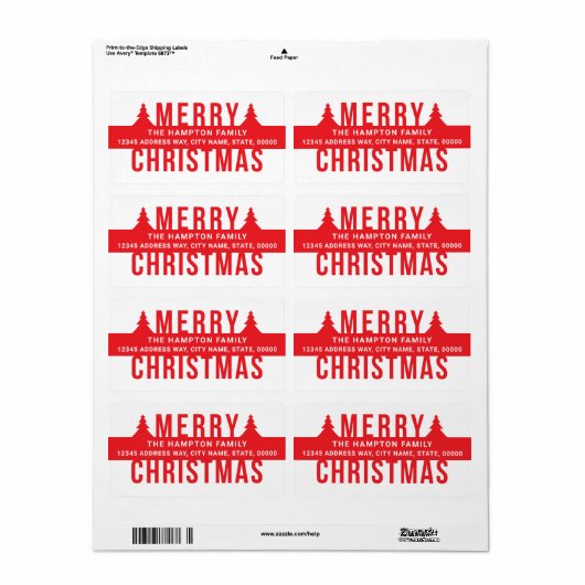 Merry Christmas Red Pines Address ラベル (フルシート)
