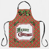 Merry Christmas Red Plaid エプロン (正面)