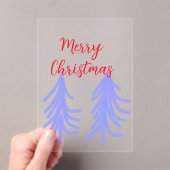 Merry Christmas red purple pastel pine tree waterc アクリル招待状 (インサイチュ (ポータブル))