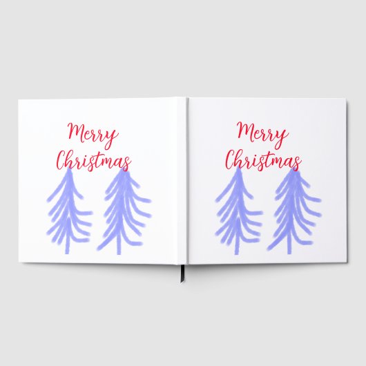 Merry Christmas red purple pastel pine tree waterc ゲストブック (全面)