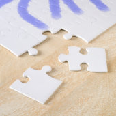 Merry Christmas red purple pastel pine tree waterc ジグソーパズル (側面)