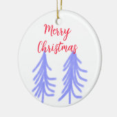 Merry Christmas red purple pastel pine tree waterc セラミックオーナメント (左)