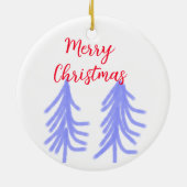 Merry Christmas red purple pastel pine tree waterc セラミックオーナメント (裏面)