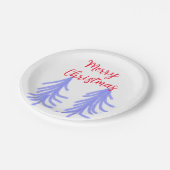 Merry Christmas red purple pastel pine tree waterc ペーパープレート (アングル)