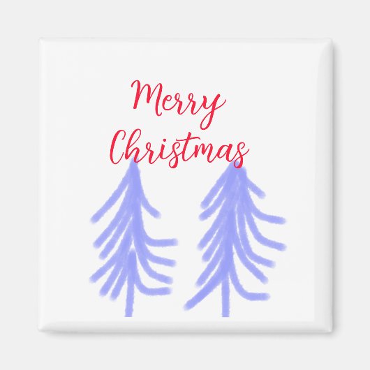 Merry Christmas red purple pastel pine tree waterc マグネット (正面)