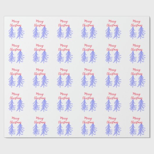 Merry Christmas red purple pastel pine tree waterc ラッピングペーパー (フラット)