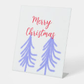 Merry Christmas red purple pastel pine tree waterc 台座サイン (正面)