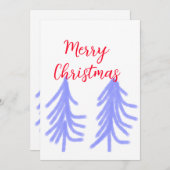 Merry Christmas red purple pastel pine tree waterc 招待状 (正面/裏面)