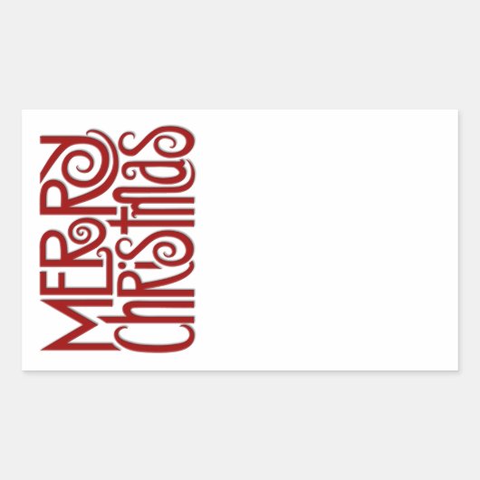 Merry Christmas red Rectangle Sticker 長方形シール (正面)