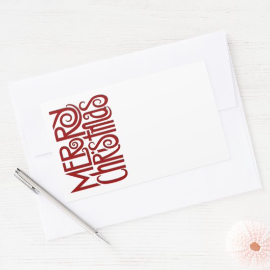 Merry Christmas red Rectangle Sticker 長方形シール (封筒)