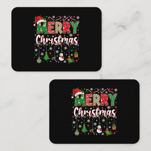 Merry Christmas Red Santa Hat Reindeer Santa Match 名刺 (正面/裏面)