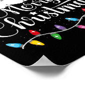 Merry Christmas Red Santa Hat Reindeer Xmas Family ポスター (角)