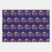 Merry Christmas Red Santa Hat Reindeer Xmas Family ラッピングペーパーシート (正面3)