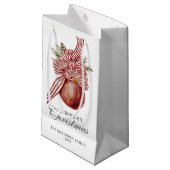 Merry Christmas Red Striped Ornament Holiday スモールペーパーバッグ (正面アングル)