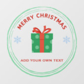 Merry Christmas red text gift box on white ウィンドウサイン (シート)