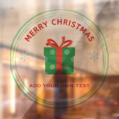 Merry Christmas red text gift box on white ウィンドウサイン (シート2)