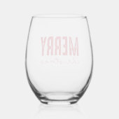 Merry Christmas Red Typography ステムなしワイングラス (裏面)