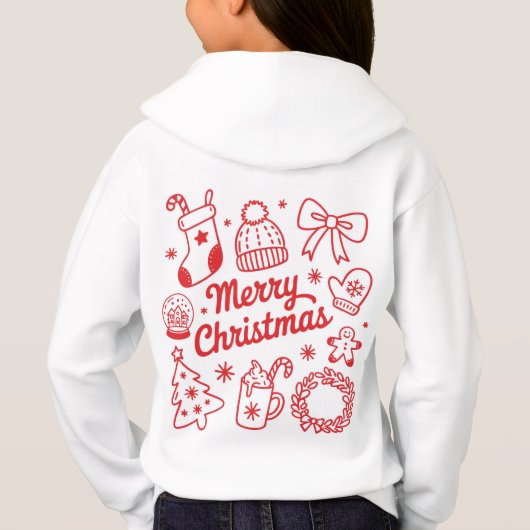 Merry Christmas Red & White Holiday Hoodie (裏面)