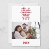 Merry Christmas red white modern photo card シーズンカード (正面)