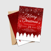 Merry Christmas Red & White Snowflakes Party 招待状