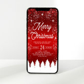 Merry Christmas Red & White Snowflakes Party 招待状