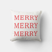 Merry Christmas Red & White Throw Pillow クッション (正面)