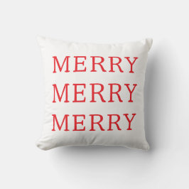 Merry Christmas Red & White Throw Pillow クッション
