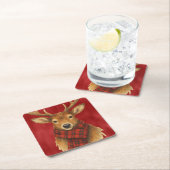 Merry Christmas Reindeer スクエアペーパーコースター (インサイチュ)