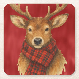 Merry Christmas Reindeer スクエアペーパーコースター