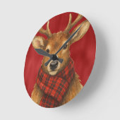 Merry Christmas Reindeer ラウンド壁時計 (傾斜)