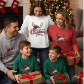 Merry Christmas Reindeer Antlers & Santa Hat T-Shi Tシャツ