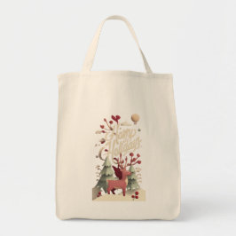 Merry Christmas Reindeer Canvas Tote Bag トートバッグ