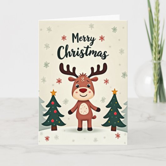 Merry Christmas Reindeer Card カード (正面)
