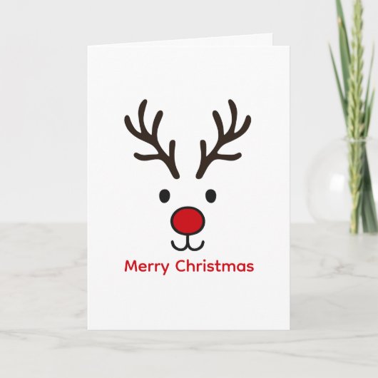 Merry Christmas Reindeer Cute Xmas Personalized  カード (正面)