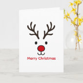 Merry Christmas Reindeer Cute Xmas Personalized  カード (黄色い花)