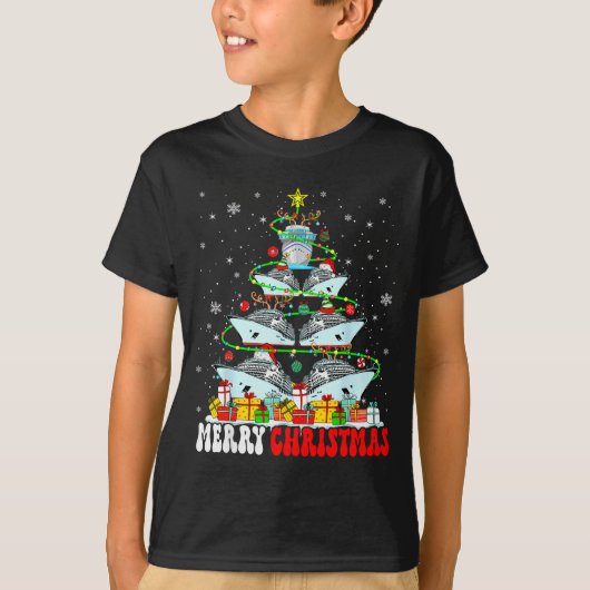 Merry Christmas Reindeer Elf Santa Cruise Ships Xm Tシャツ (正面)