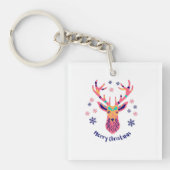 Merry Christmas Reindeer Keychain Cute Holiday gif キーホルダー (正面)