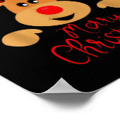 Merry Christmas Reindeer Men Women Kids Matching R ポスター (角)
