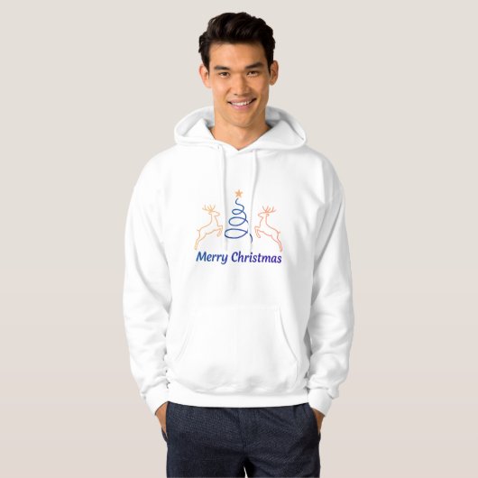 Merry Christmas Reindeer Pullover Hoodie | Freefit パーカ (正面フル)