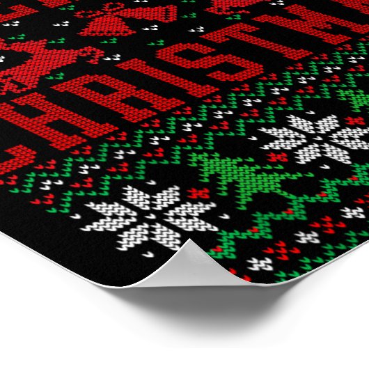 Merry Christmas Reindeer Snowflake Ugly Christmas  ポスター (角)