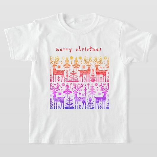Merry Christmas Reindeer T-Shirt Tシャツ (レイダウン)