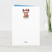 Merry Christmas Reindeer With Santa Hat Custom カード (裏面)