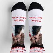 Merry Christmas retro Christmas tree kids photo na ソックス (上部)