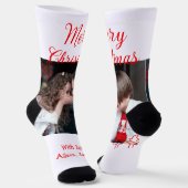 Merry Christmas retro Christmas tree kids photo na ソックス (傾斜あり)