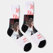 Merry Christmas retro Christmas tree kids photo na ソックス (右)