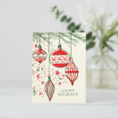 Merry Christmas | Retro Hand Drawn Ornaments Holi シーズンポストカード (スタンド正面)