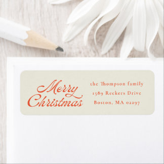 Merry Christmas Retro Holiday Return Address ラベル
