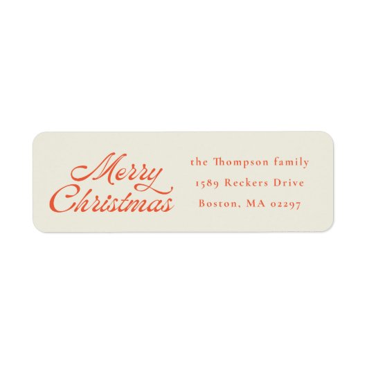 Merry Christmas Retro Holiday Return Address ラベル (正面)