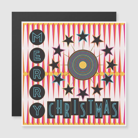 Merry Christmas Retro Magnet Card (正面/裏面)