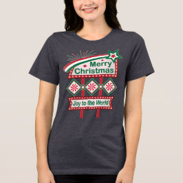 Merry Christmas Retro Marquee – Joy to the World トライブレンドＴシャツ